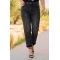 Jean παντελόνι ελαστικό mom fit σχισίματα στρας σκούρο γκρι