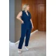 Κοστούμι αμάνικο με ζώνη σακάκι και παντελόνι ανορθωτικό μπλε