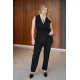 Κοστούμι αμάνικο με ζώνη σακάκι και παντελόνι ανορθωτικό μαύρο