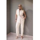 Κοστούμι αμάνικο με ζώνη σακάκι και παντελόνι ανορθωτικό βανίλια