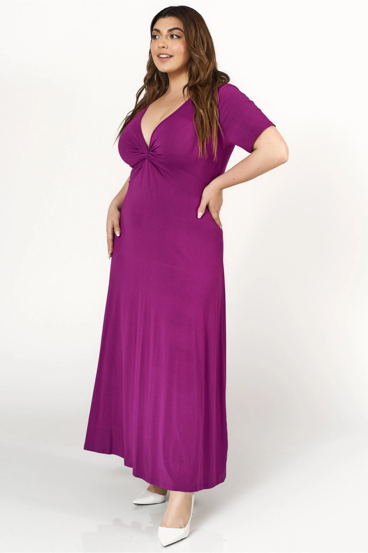 Φόρεμα μάξι κόμπος ελαστική viscose βιολετί 