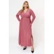 Φόρεμα lurex μάξι μακρύ μανίκι κρουαζέ peach pink Φόρεμα lurex μάξι μακρύ μανίκι κρουαζέ peach pink