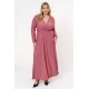 Φόρεμα lurex μάξι μακρύ μανίκι κρουαζέ peach pink Φόρεμα lurex μάξι μακρύ μανίκι κρουαζέ peach pink