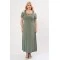  Φόρεμα έξω ώμοι με λωρίδα στο στήθος κοντό μανίκι χακί