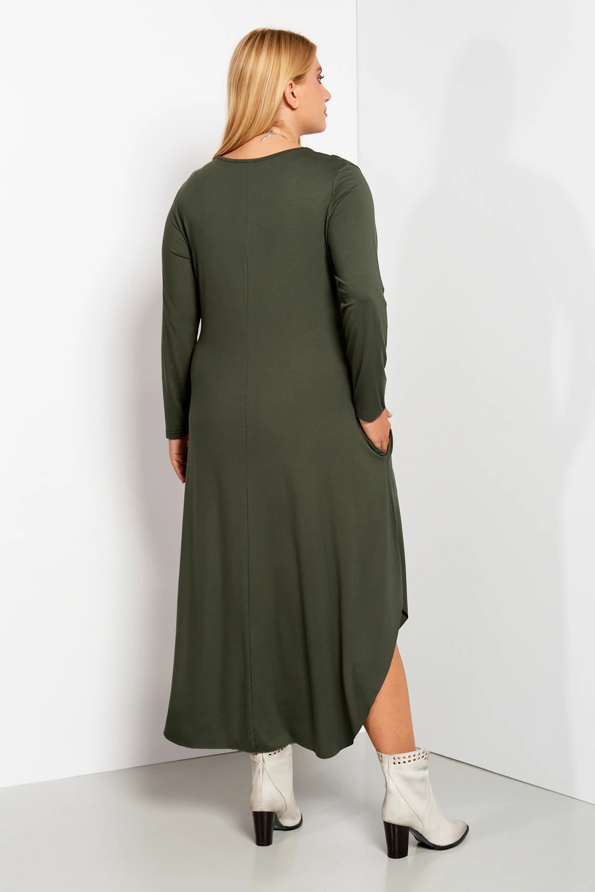 Φόρεμα viscose τσέπες χακί