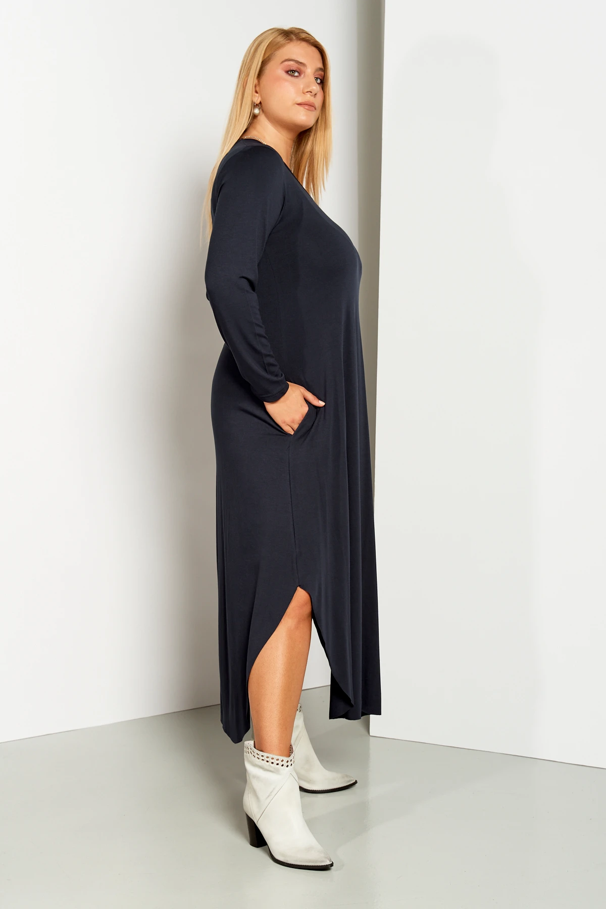 Φόρεμα viscose με τσέπες μπλε σκούρο
