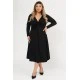 Φόρεμα midi Viscose ελαστική μακρύ μανίκι κόμπος μαύρο Φόρεμα midi Viscose ελαστική μακρύ μανίκι κόμπος μαύρο