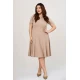 Φόρεμα κλος midi κοντό μανίκι κρεπ μπεζ