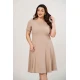 Φόρεμα κλος midi κοντό μανίκι κρεπ μπεζ