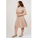 Φόρεμα κλος midi κοντό μανίκι κρεπ μπεζ