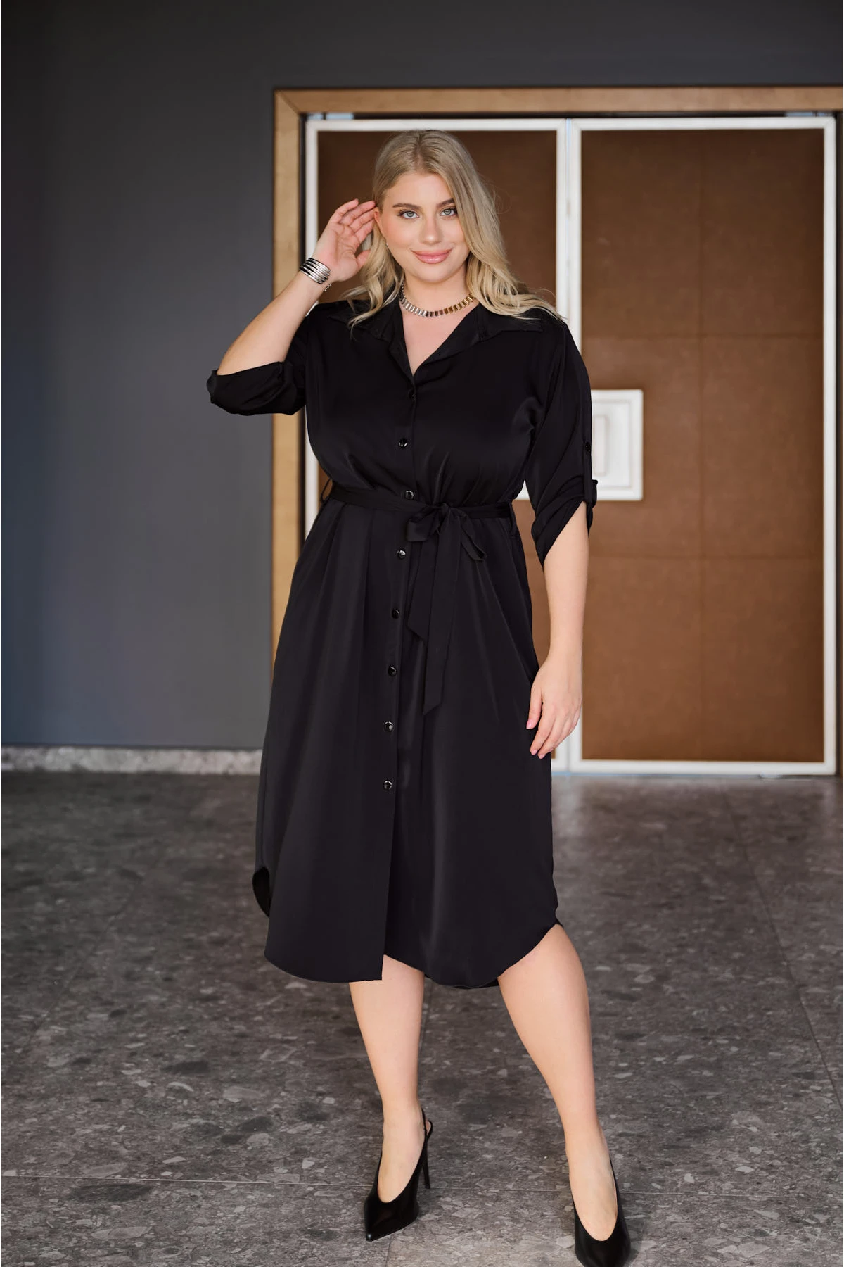 Φόρεμα σεμιζιέ μαύρο