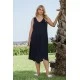 Φόρεμα midi viscose αμάνικο με μύτες μπλε Φόρεμα midi viscose αμάνικο με μύτες μπλε