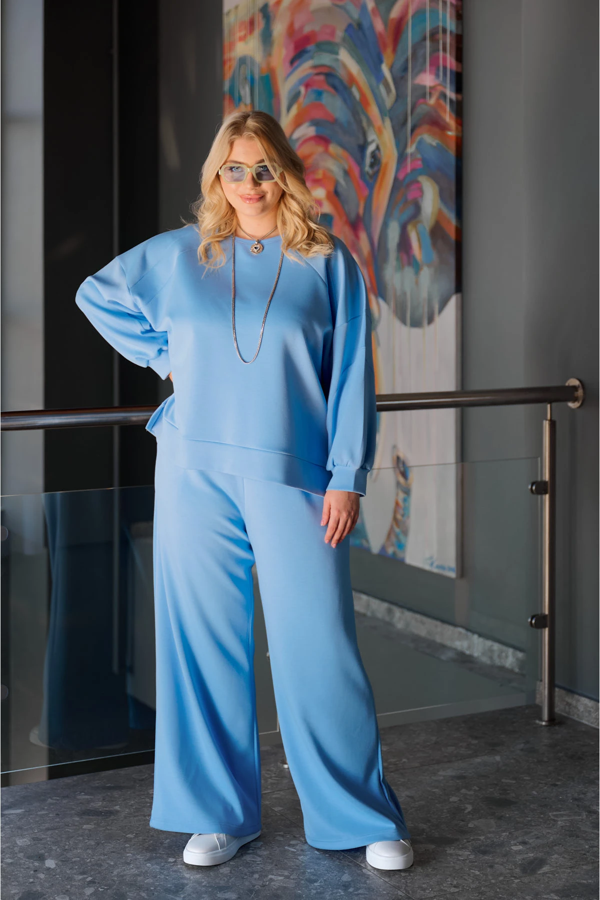 Σετ φόρμες μπλούζα μακρύ μανίκι και παντελόνι γαλάζιο