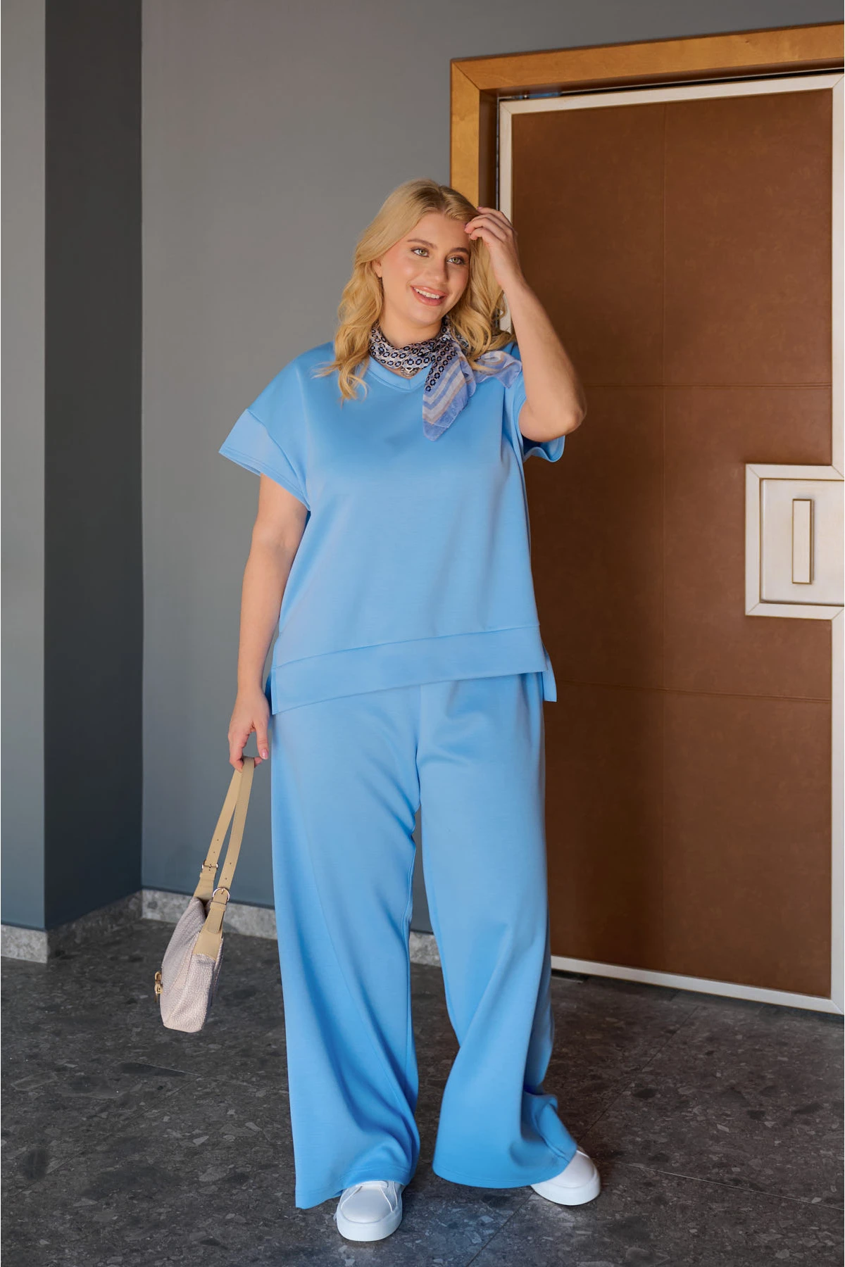 Σετ φόρμες μπλούζα κοντό μανίκι και παντελόνι γαλάζιο