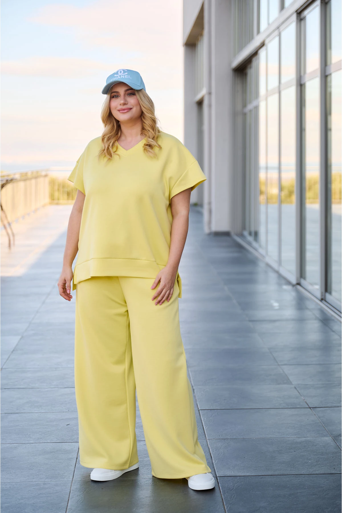 Σετ φόρμες μπλούζα κοντό μανίκι και παντελόνι κίτρινο