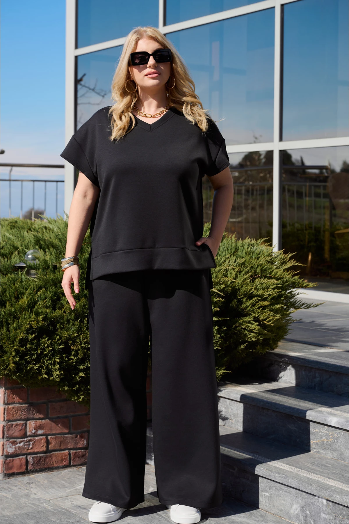 Σετ φόρμες μπλούζα κοντό μανίκι και παντελόνι μαύρο