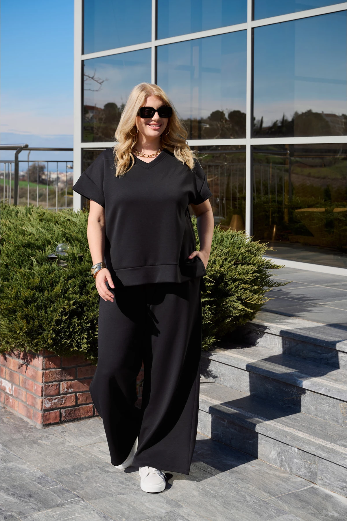 Σετ φόρμες μπλούζα κοντό μανίκι και παντελόνι μαύρο