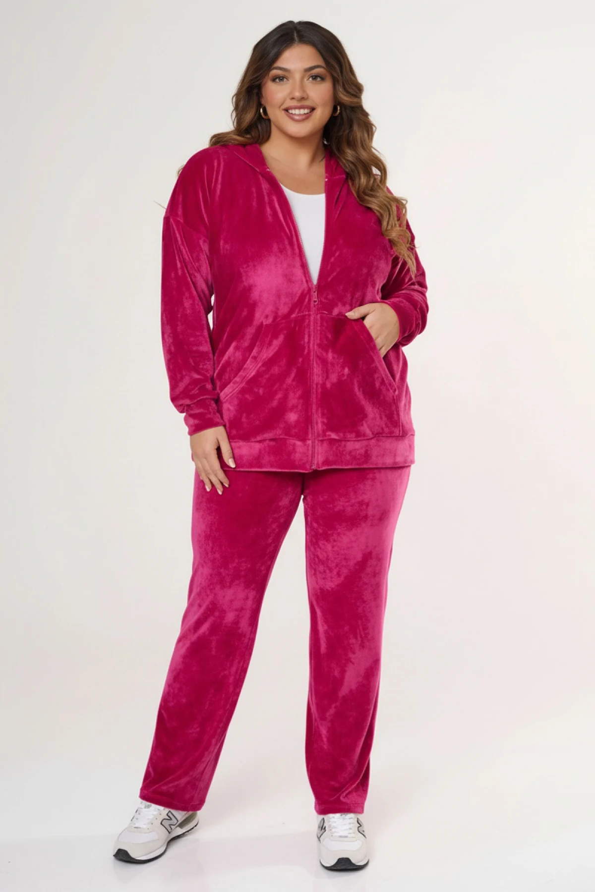 Σετ βελούδο ζακέτα & παντελόνι cherry