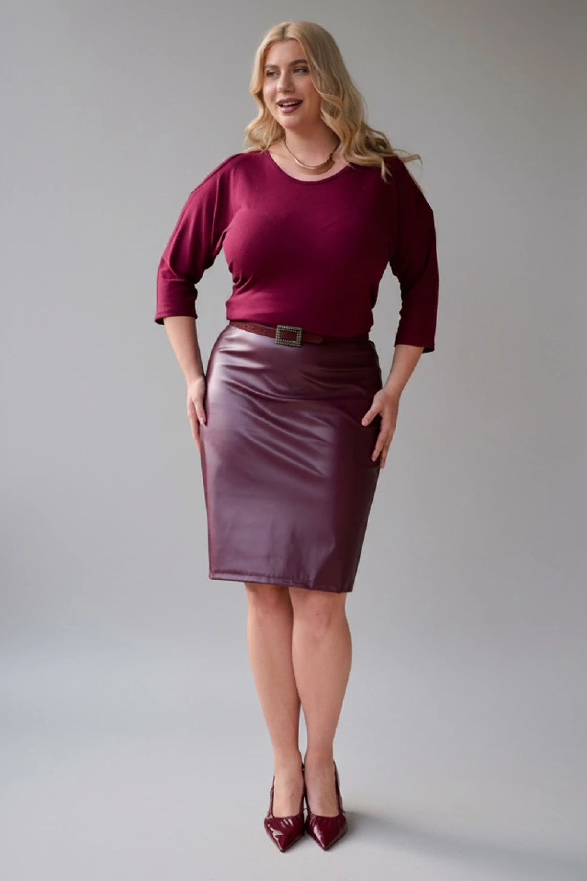 Πένσιλ Φούστα  δερματίνη μπορντό