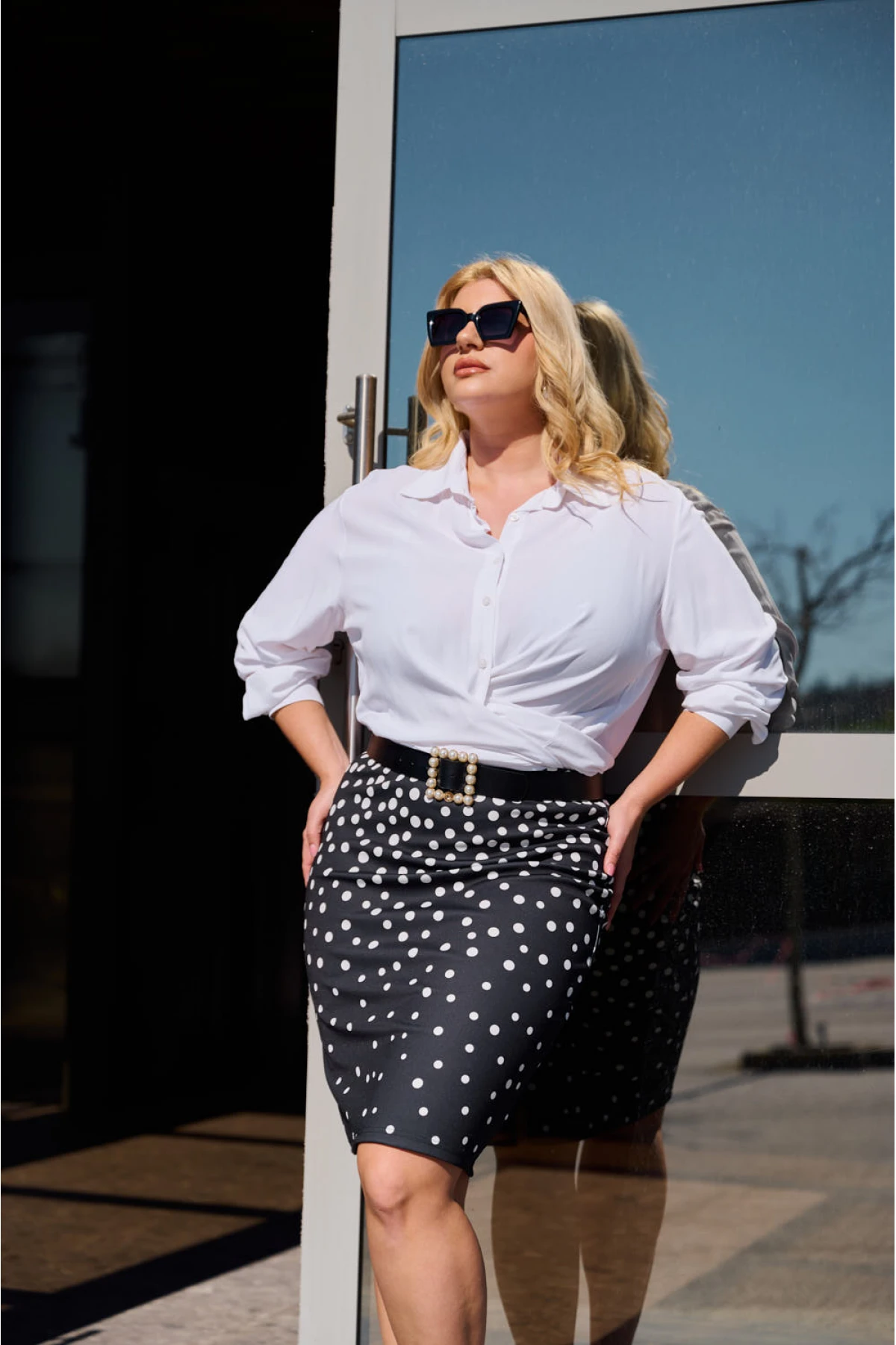 Πένσιλ Φούστα ραπόρτο punto πουά μαύρη