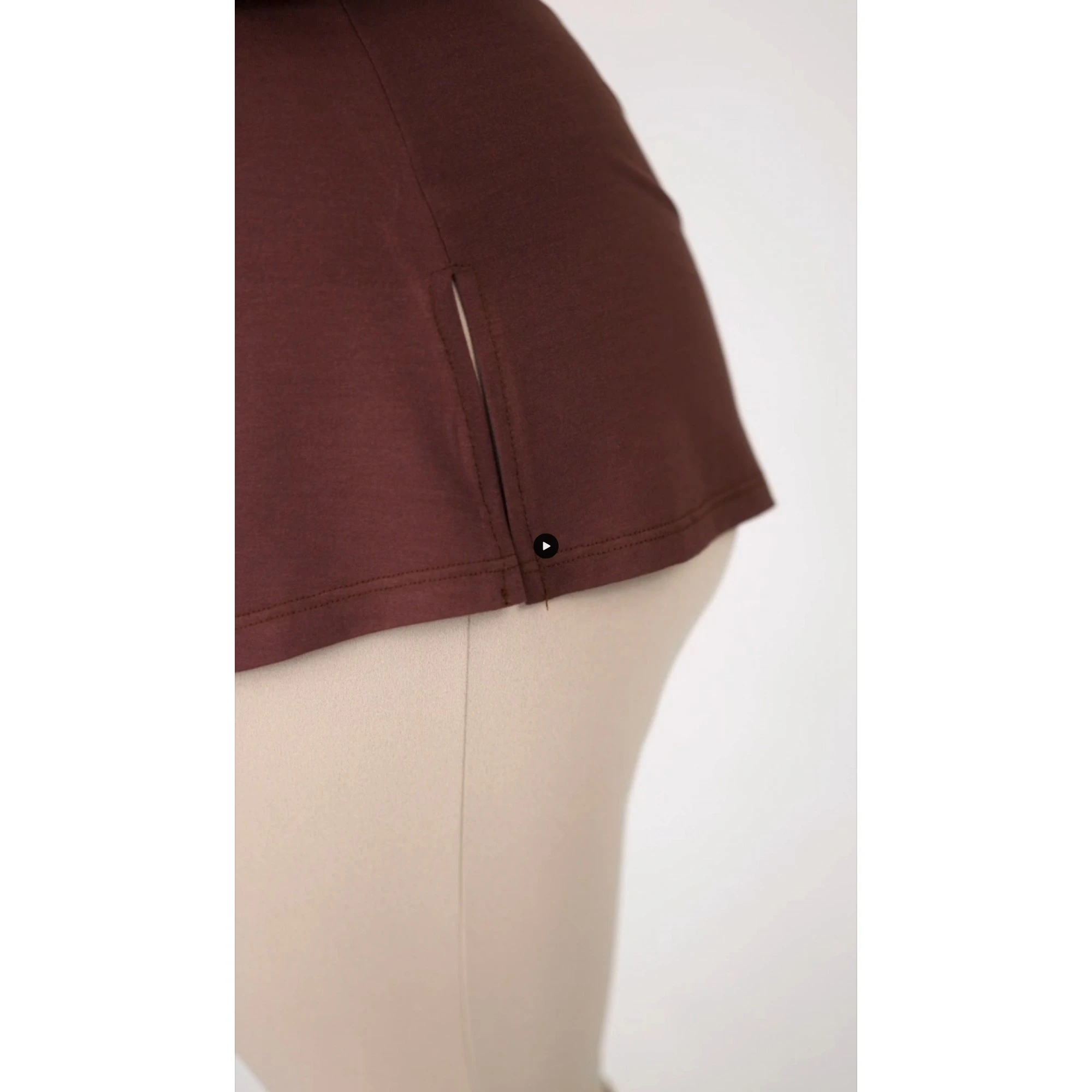 Μπλούζα κόμπος viscose ελαστική κοντό μανίκι καφέ
