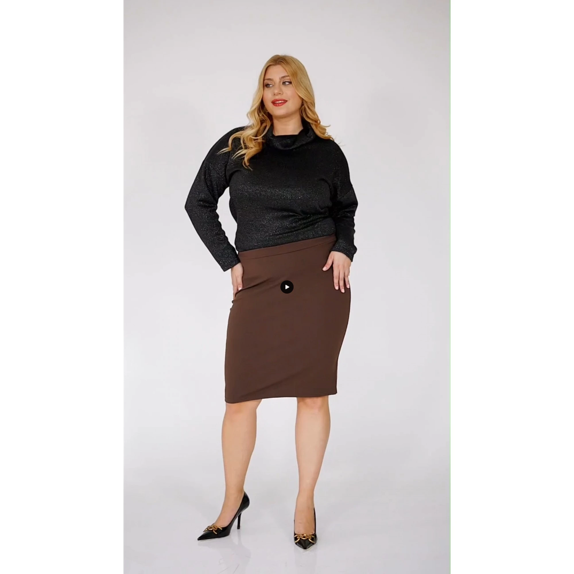 Μπλούζα Lurex πλεκτή ζιβάγκο μαύρη