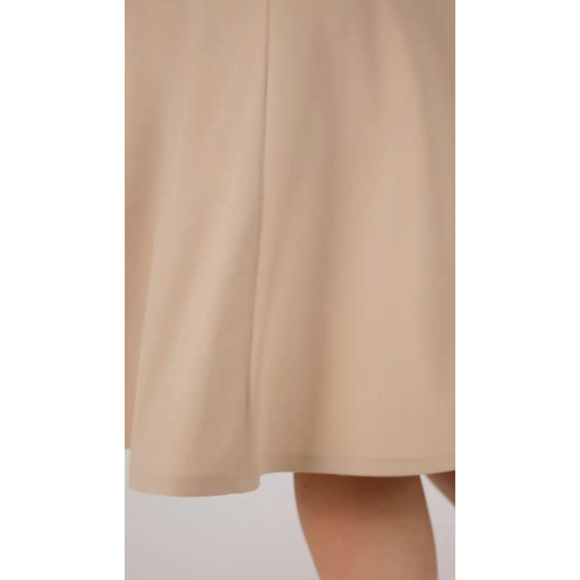 Φόρεμα κλος midi κοντό μανίκι κρεπ μπεζ