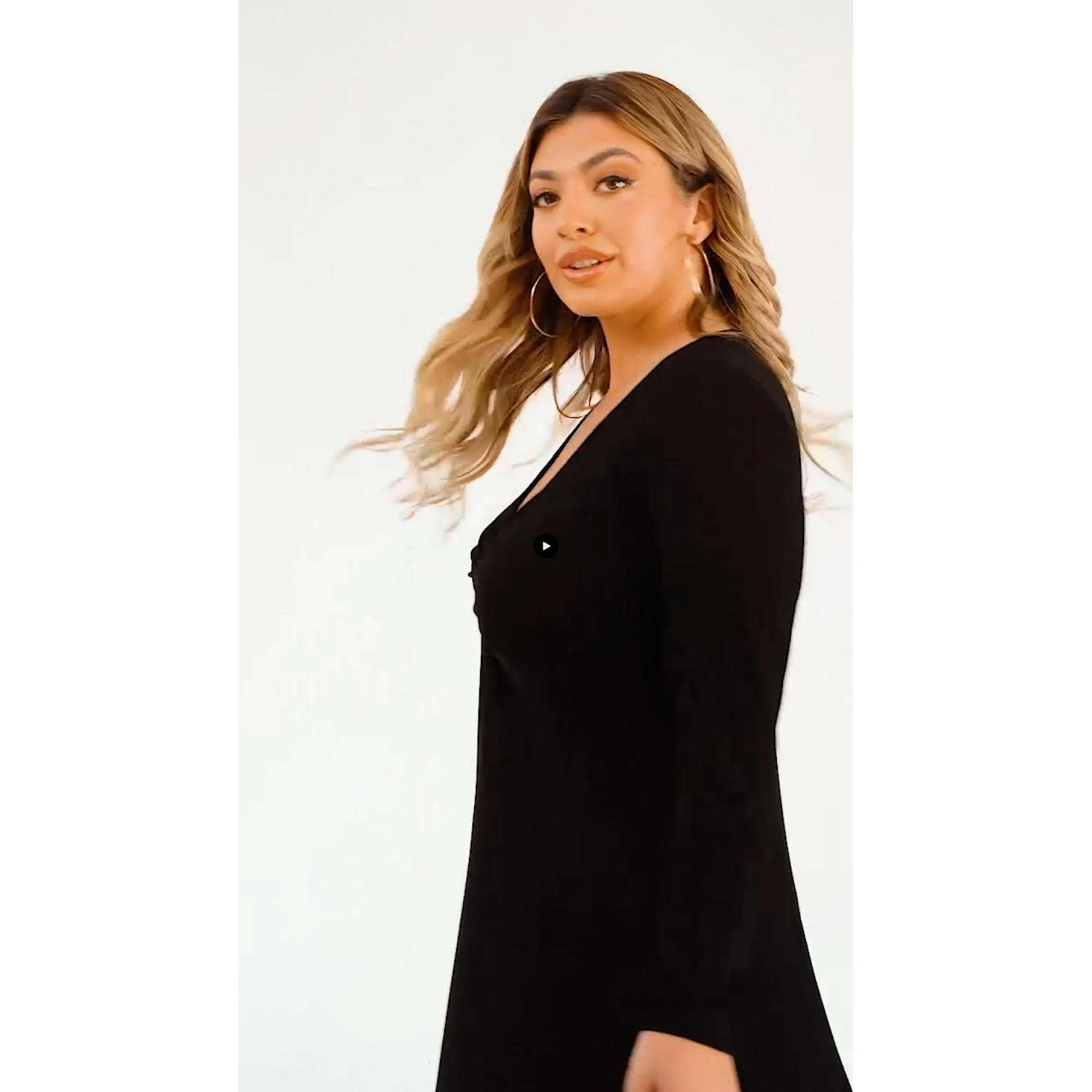 Φόρεμα midi Viscose ελαστική μακρύ μανίκι κόμπος μαύρο Φόρεμα midi Viscose ελαστική μακρύ μανίκι κόμπος μαύρο