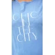 Μπλούζα μακριά βαμβακερή με τύπωμα Chic κοντό μανίκι γαλάζια Μπλούζα μακριά βαμβακερή με τύπωμα Chic κοντό μανίκι γαλάζια