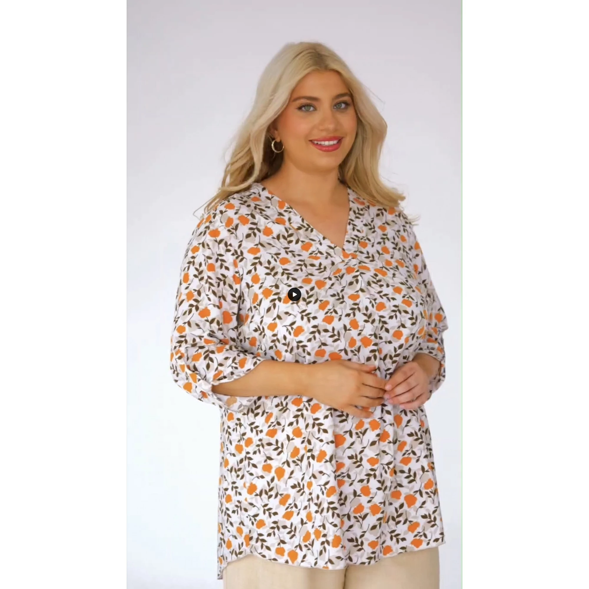 Πουκαμίσα V viscose φλοράλ καφέ Πουκαμίσα V viscose φλοράλ καφέ