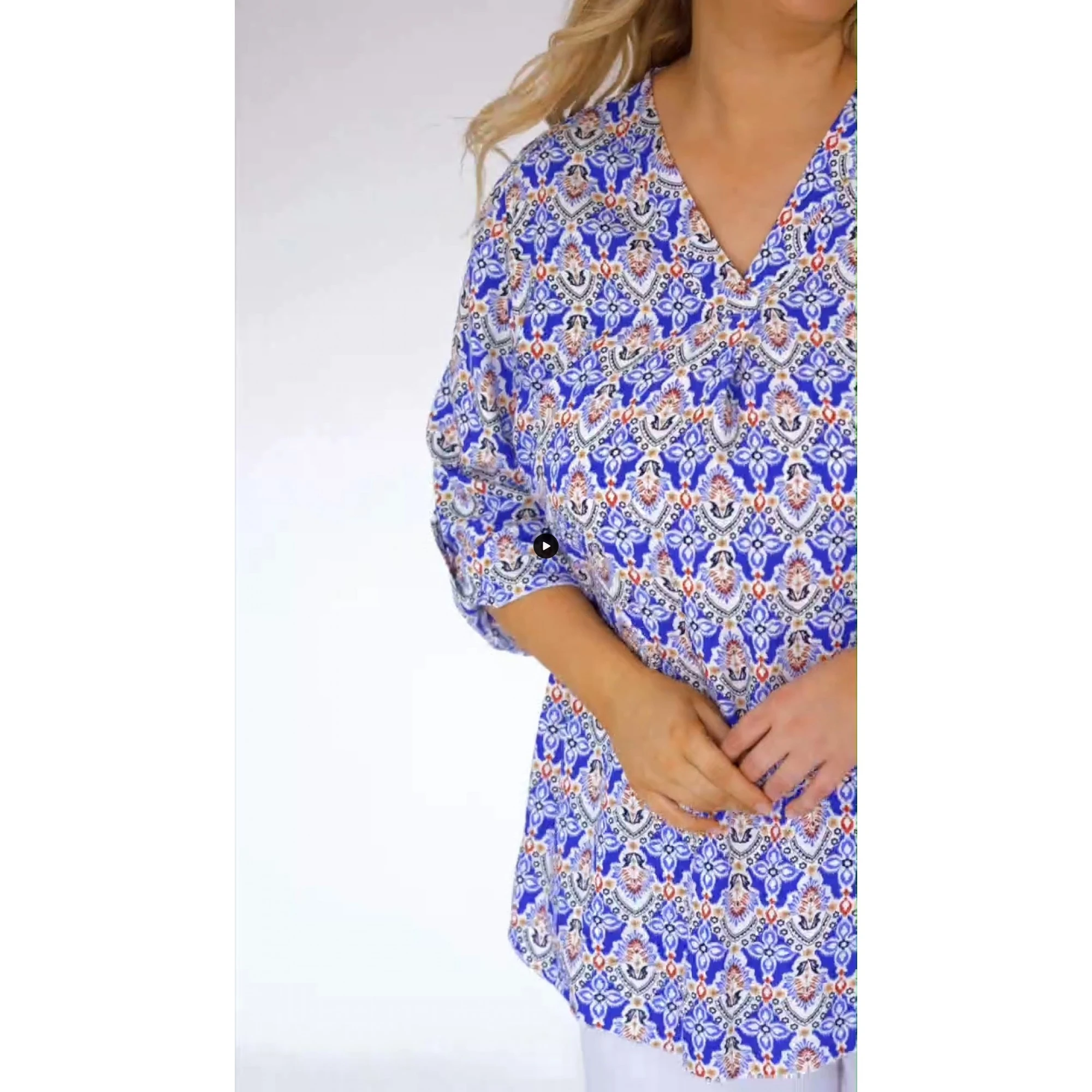 Πουκαμίσα V viscose εμπριμέ ρουά Πουκαμίσα V viscose εμπριμέ ρουά