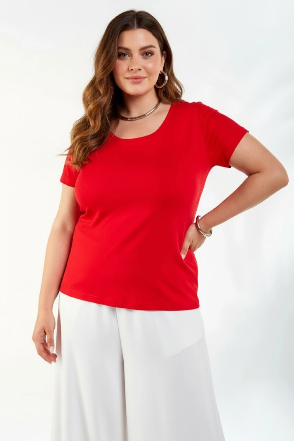 Μπλούζα viscose ελαστική basic κόκκινη