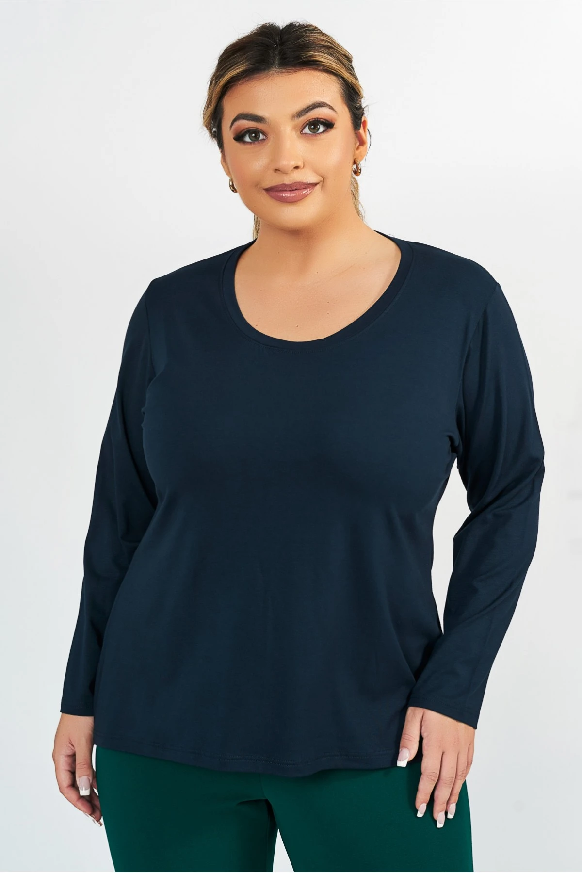 Μπλούζα viscose ελαστική basic μακρύ μανίκι μπλε Μπλούζα viscose ελαστική basic μακρύ μανίκι μπλε