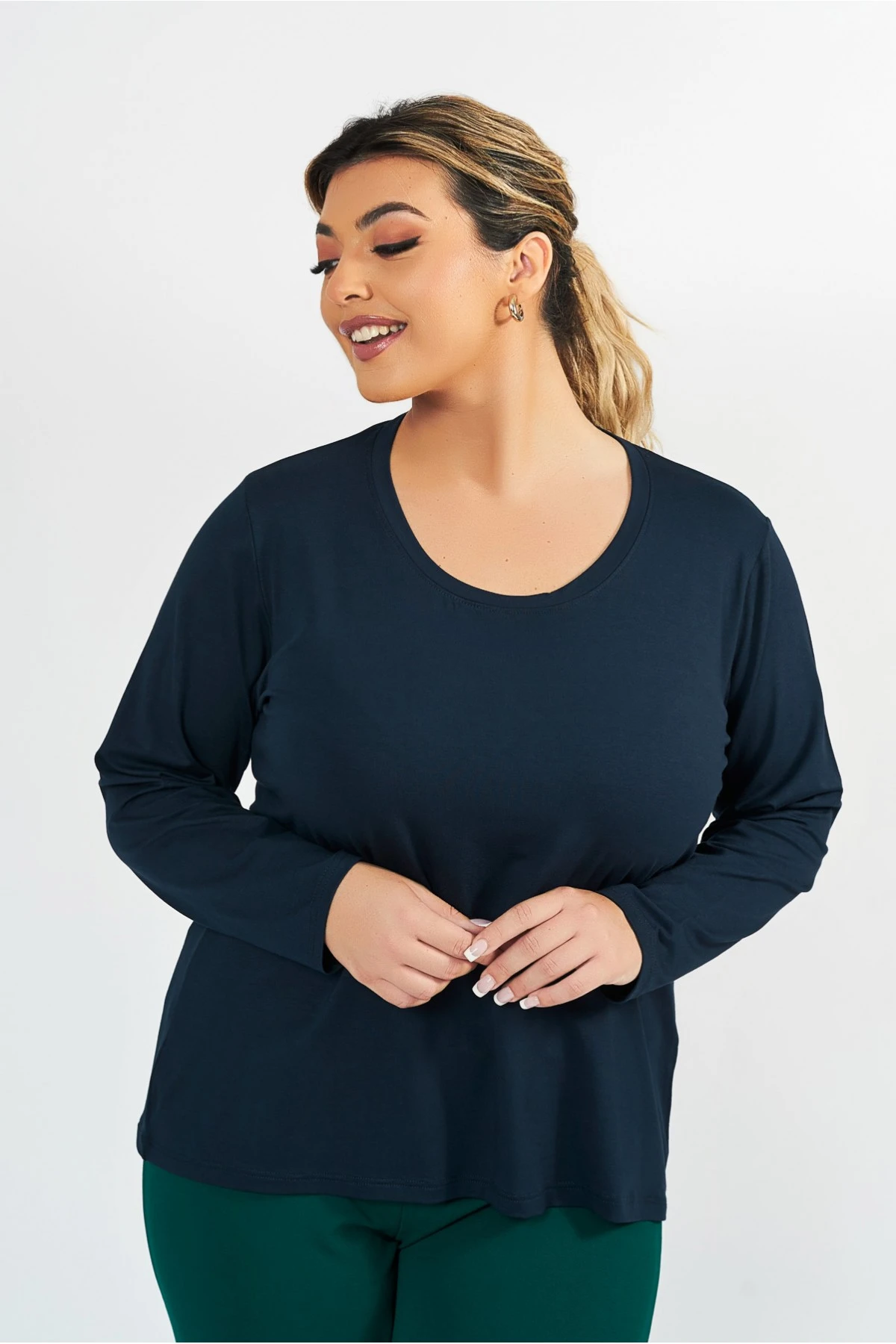 Μπλούζα viscose ελαστική basic μακρύ μανίκι μπλε Μπλούζα viscose ελαστική basic μακρύ μανίκι μπλε