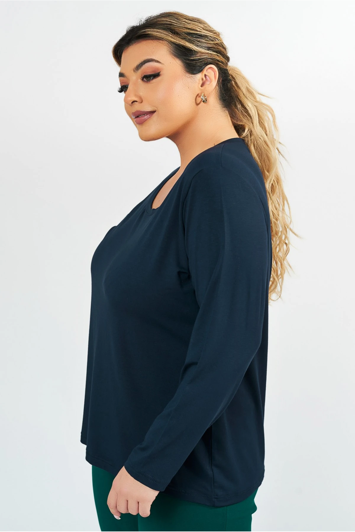 Μπλούζα viscose ελαστική basic μακρύ μανίκι μπλε Μπλούζα viscose ελαστική basic μακρύ μανίκι μπλε