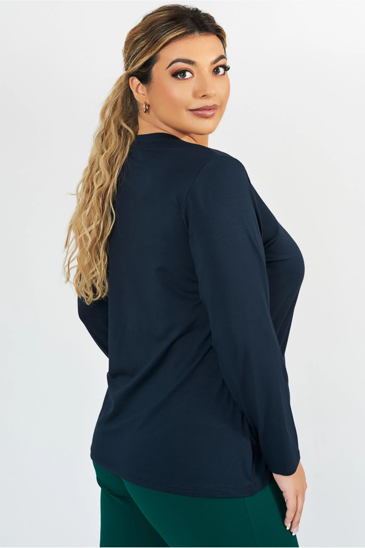 Μπλούζα viscose ελαστική basic μακρύ μανίκι μπλε Μπλούζα viscose ελαστική basic μακρύ μανίκι μπλε