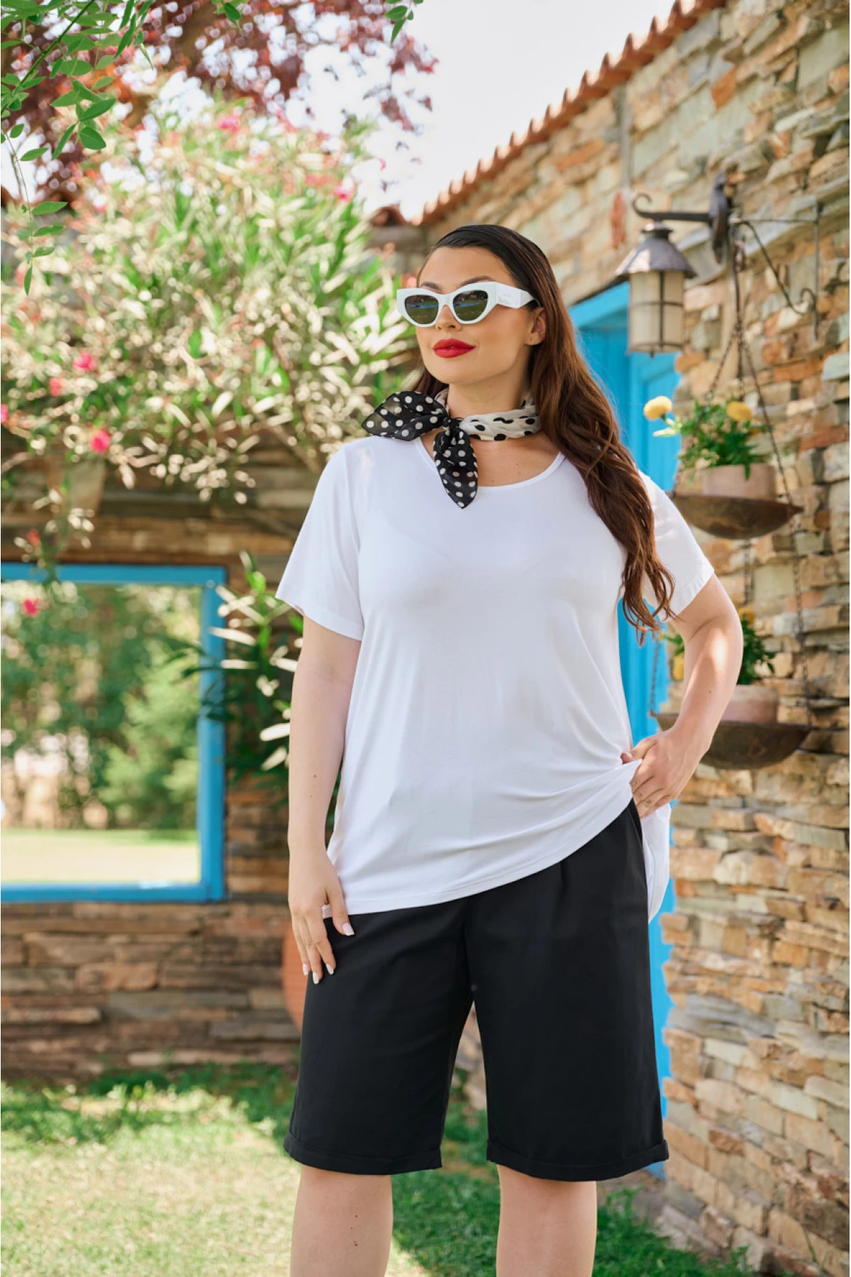 Μπλούζα viscose με κουφόπιετα πίσω λευκή