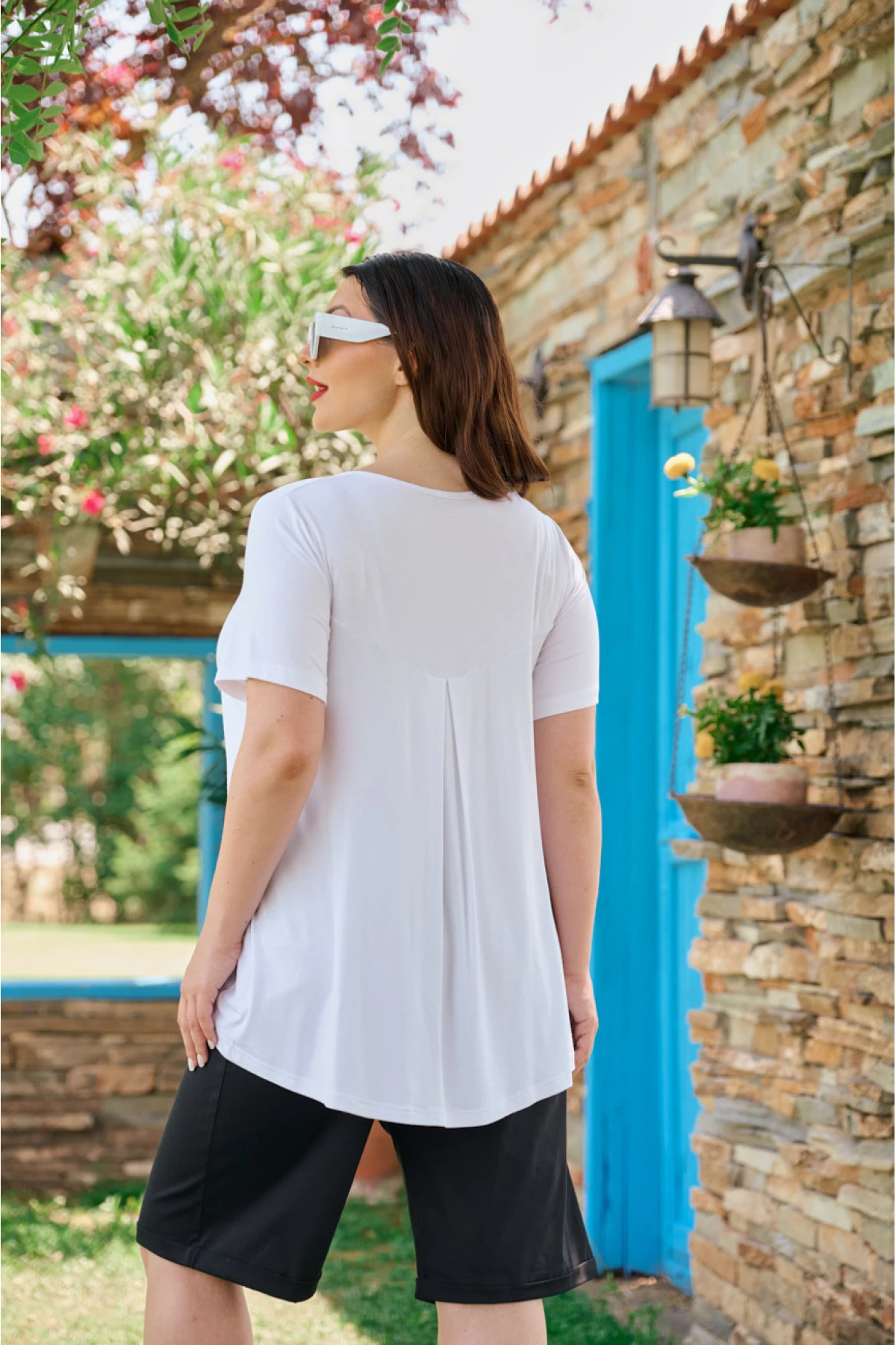 Μπλούζα viscose με κουφόπιετα πίσω λευκή
