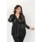 Μπλούζα κόμπος ελαστική δερματίνη μαύρη