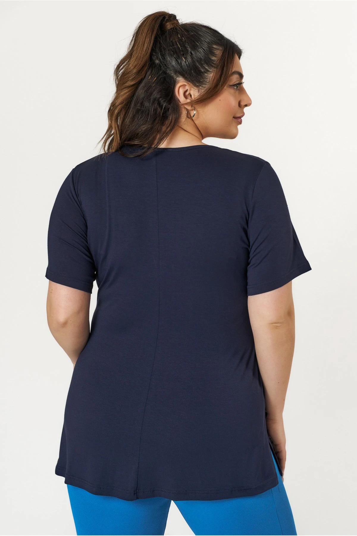 Μπλούζα κόμπος viscose ελαστική κοντό μανίκι μπλε Μπλούζα κόμπος viscose ελαστική κοντό μανίκι μπλε