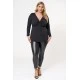 Μπλούζα gliter κόμπος μακρύ μανίκι μαύρη
