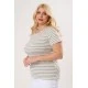 Μπλούζα ρίγα ριπ ελαστική κοντό μανίκι γκρι