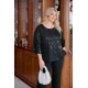 Μπλούζα με zig zag παγιέτα μακρύ μανίκι μαύρη