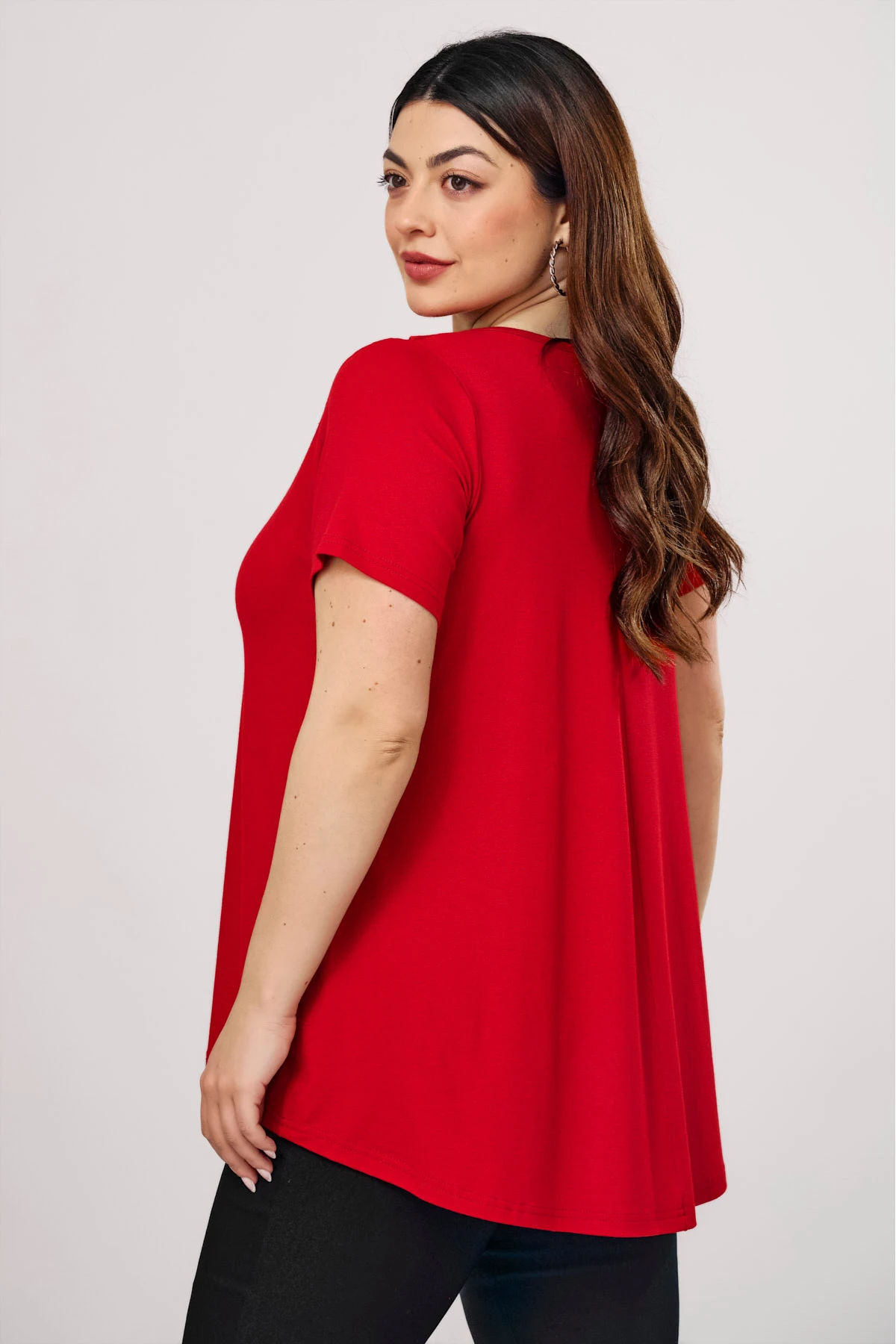 Μπλούζα viscose στριφτή λαιμουδιά κοντό μανίκι κόκκινη