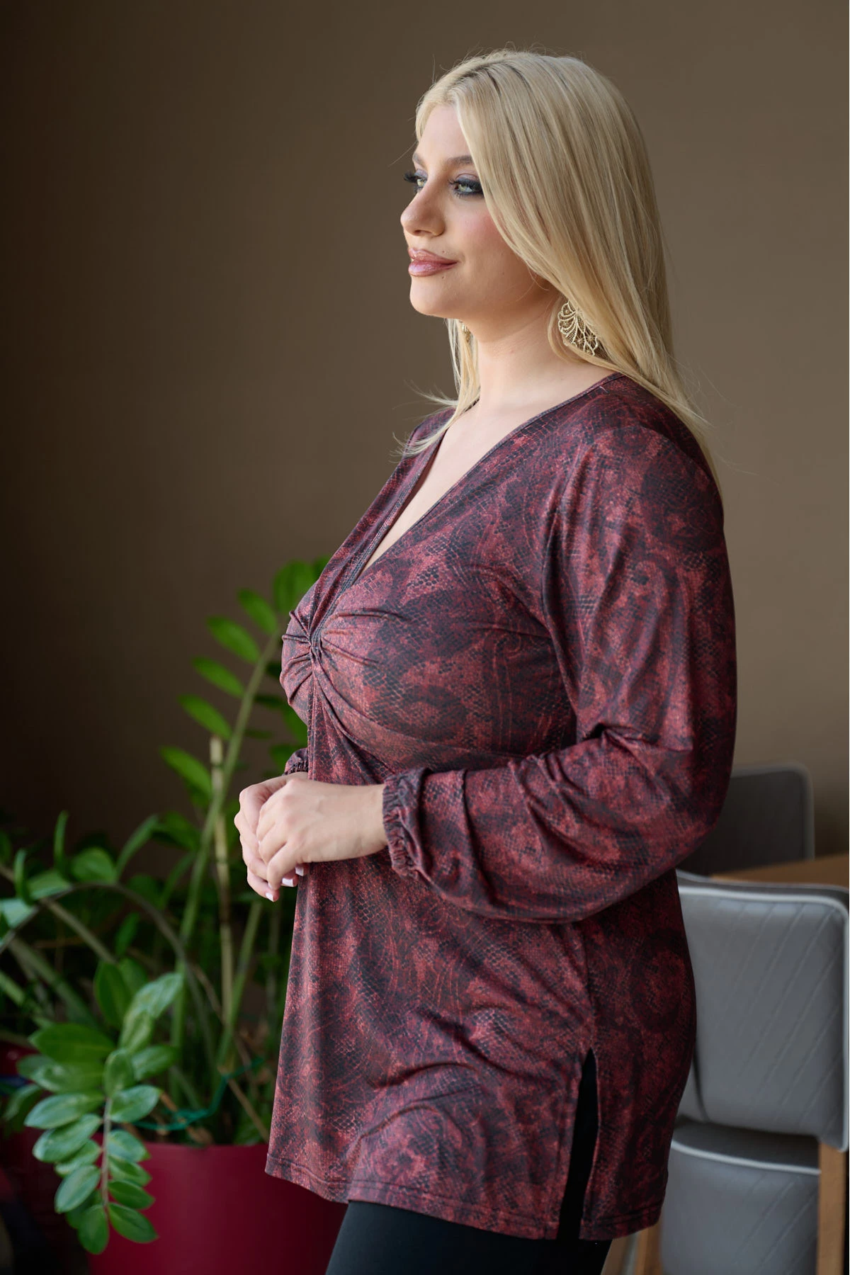 Μπλούζα κόμπος μακρύ μανίκι με λάστιχο λαχούρ άνιμαλ