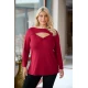 Μπλούζα άνοιγμα στο στήθος ελαστική viscose μακρύ μανίκι μπορντό Μπλούζα άνοιγμα στο στήθος ελαστική viscose μακρύ μανίκι μπορντό