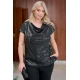 Μπλούζα ντραπέ παγιέτα μαύρη
