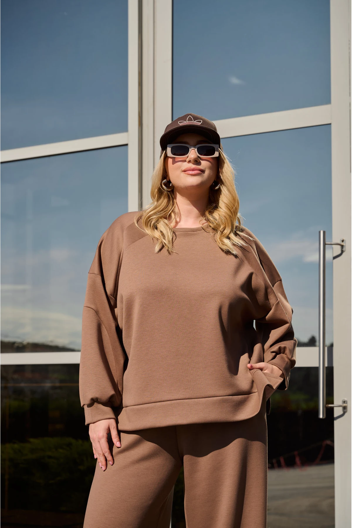 Μπλούζα φόρμας μακρύ μανίκι καφέ