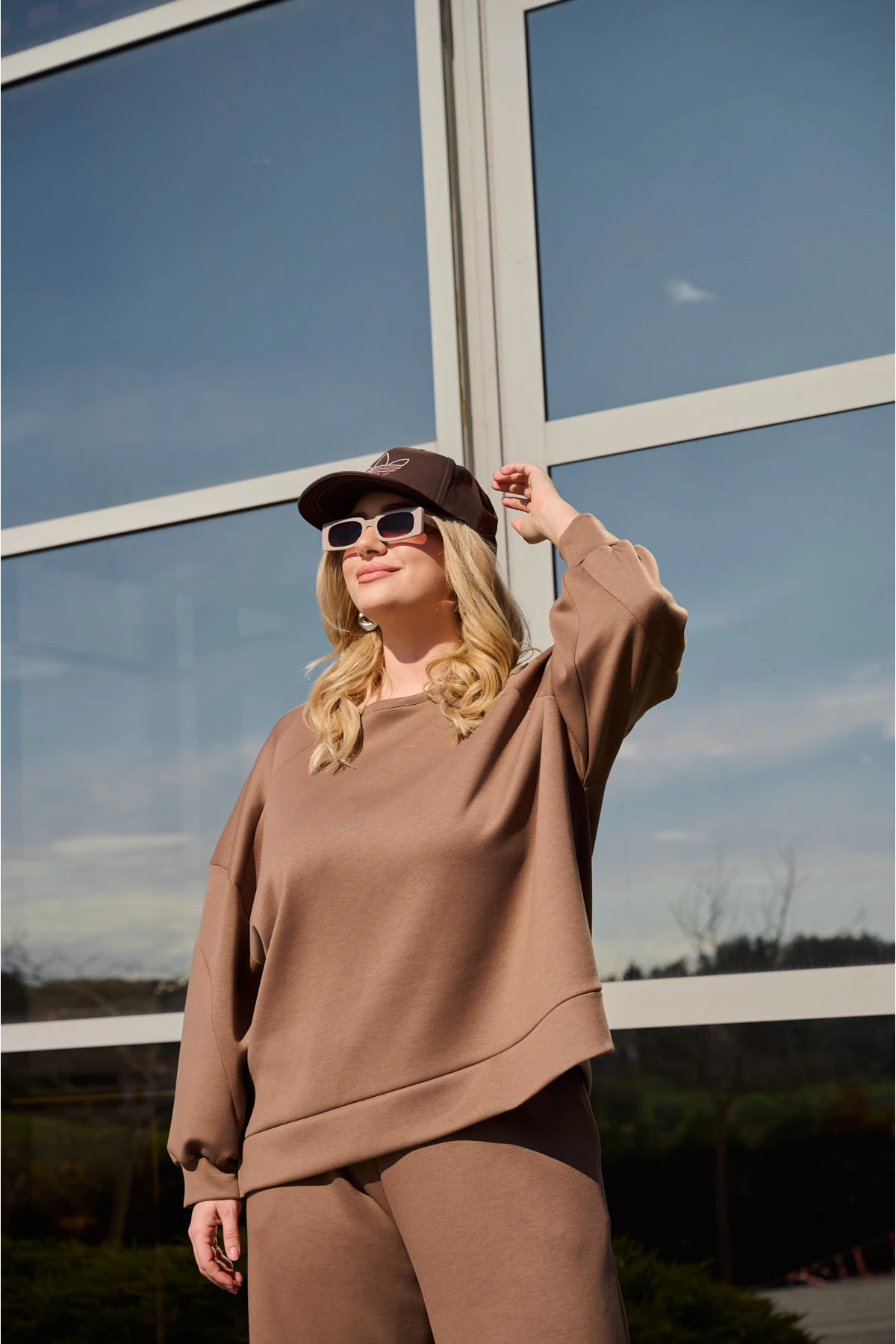 Μπλούζα φόρμας μακρύ μανίκι καφέ