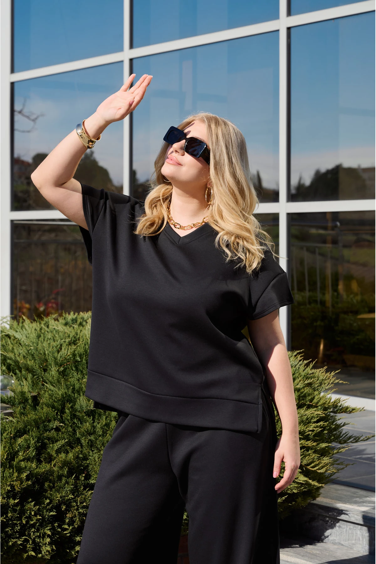 Μπλούζα φόρμας κοντό μανίκι μαύρη